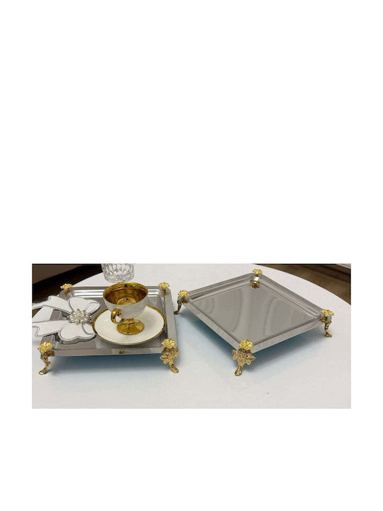 SteweHome SteweHome Dekorative Metallische Tablett Quadratisch 22x22cm 2 Stück