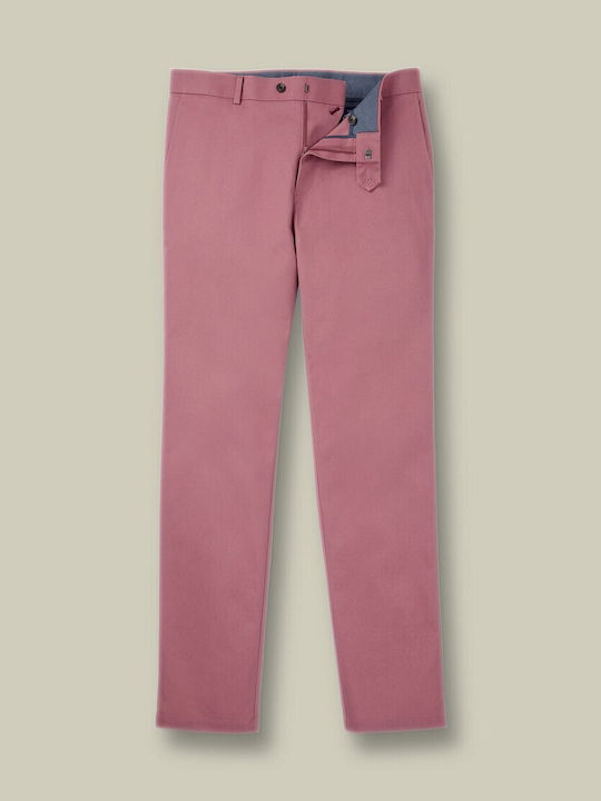 Men's Trousers Chinos Elastic Slim Fit Pink Dark