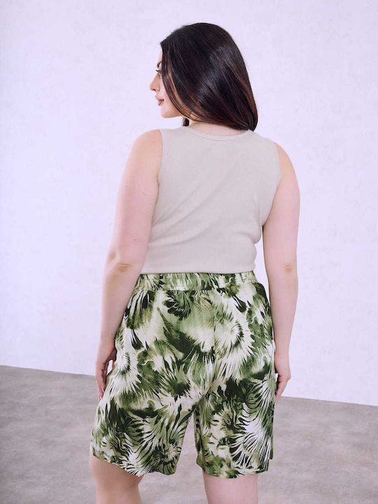 Celestino Women's Cotton Shorts Patterned Green