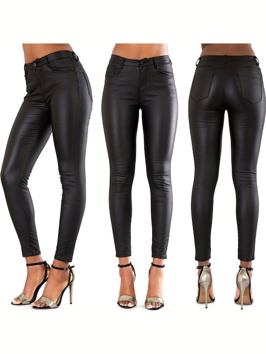 Women's Leather Trousers Black P-376