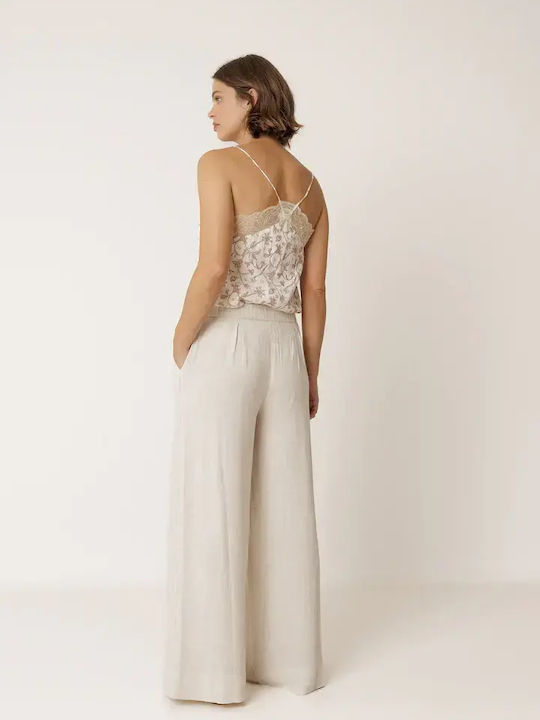 Damen High Rise Pantaloons in Entspannte Passform Beige