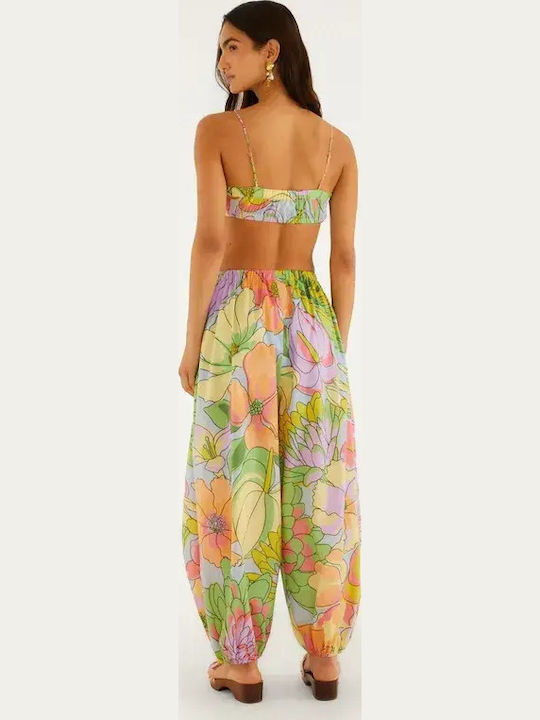 Women's Fabric Trousers in Relaxed Fit Floral Multicolour