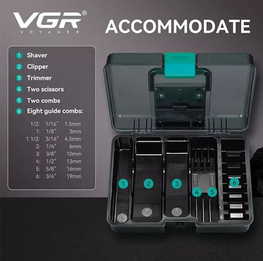 VGR V-840 UV & Ion Sterilizer Box Professional Tool Sterilization Box Barber LED Display 2500mAh Battery & Organizer