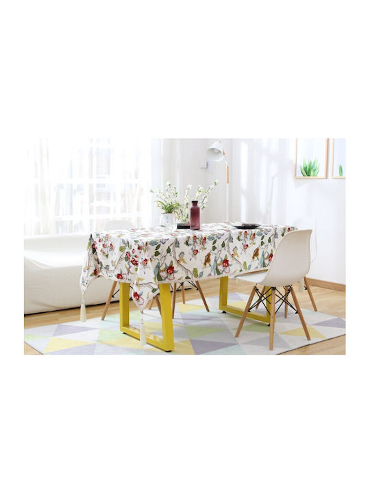 FRIPIA Linen Tablecloth With White Lace 140x200cm