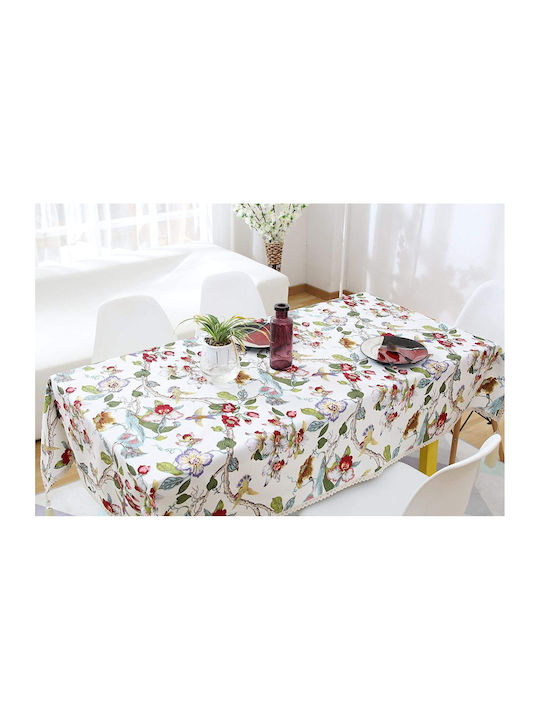 FRIPIA Față De Masă Din In Cu Dantelă Albă 140x250 Cm