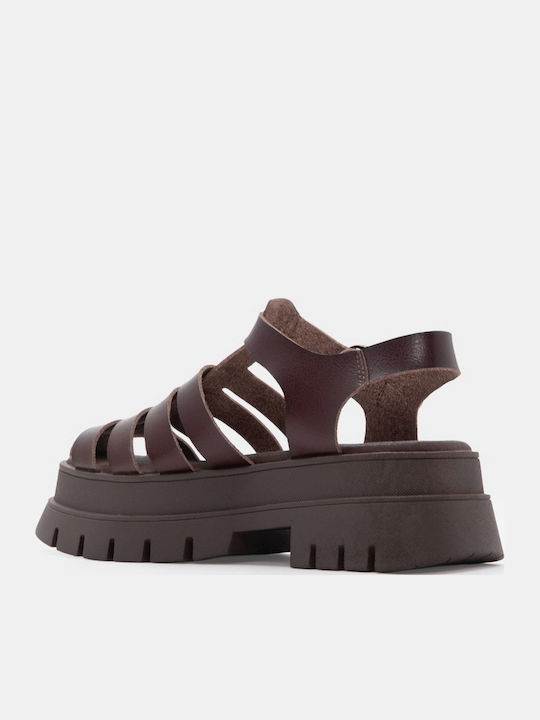 Women's Flat Sandals Gladiator Flatforms Brown