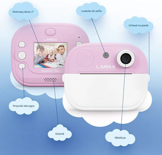 Lamax InstaKid2 Play Kids Compact Camera Full HD 1080p with Thermal Printing Pink
