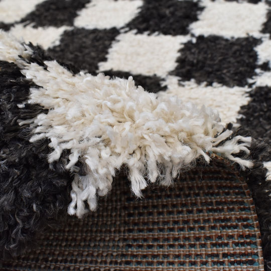 Zottelig Wohnzimmer Teppich Rechteckig Ecru-Schwarz 120x170cm