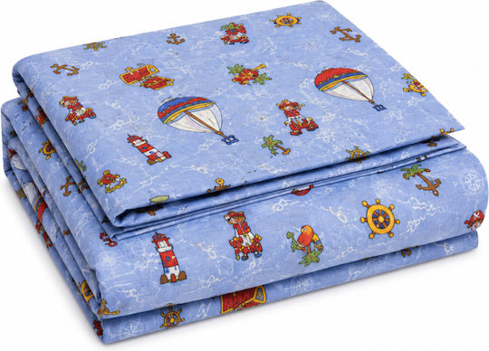 Comfort Kinderbettlaken Set Baumwoll Hellblau 270x165cm 2 Stück