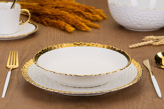 HowHomely Placă Adâncă Ceramică Albă 2 Bucăți