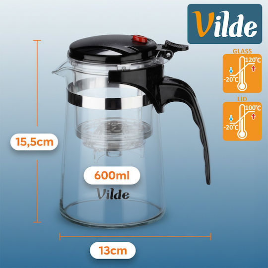 Vilde Τσαγιέρα με Φίλτρο Γυάλινη Διάφανη 600ml