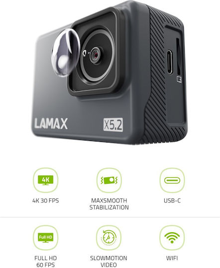 Lamax X5.2 Екшън Камера 4K Ultra HD Водоустойчива с 2" Сензорен Екран и Wi-Fi Черна