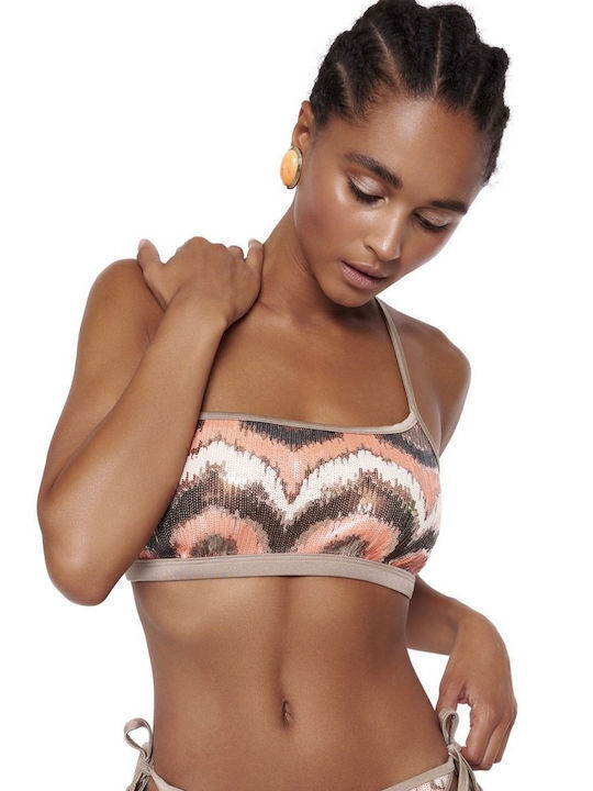 Champagne Cocktail Bikini με έναν Ώμο B Cup & Ενίσχυση Floral
