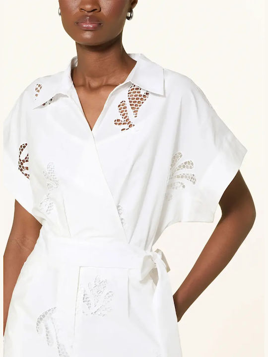 Damenteil Kurzärmliche Jumpsuit Off-White