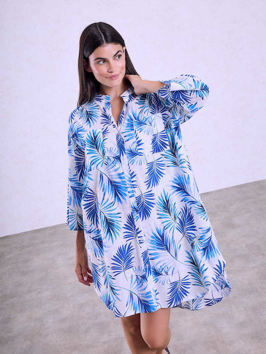 Celestino Damenbademode Kaftan Imprägniert Taschen Loose Fit Blau