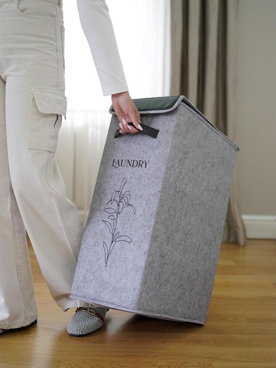 SteweHome Fabric Storage Basket With Lid Grey 25lt 2 Pieces
