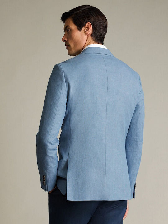 Summer Men’s Jacket with Slim Fit Light Blue