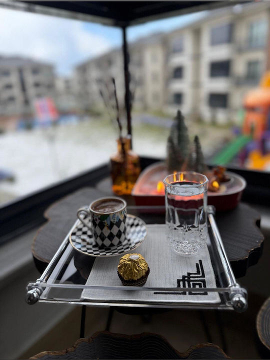 Stewehome Λαβή Παρουσίασης Καφέ Πλέξι Γυαλί Σωληνωτό Σχήμα Μεταλλικό Ασημί Belirtilmemis