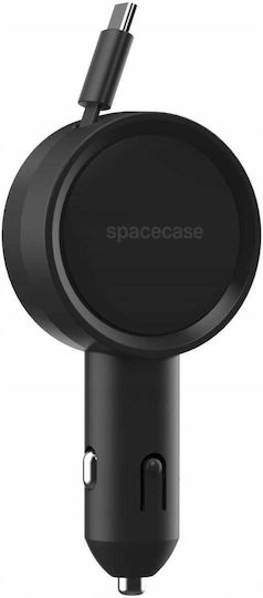 Spacecase Auto-Ladegerät Easycable Eingebautes Zusammenklappbares Kabel Type-C 30W Schwarz
