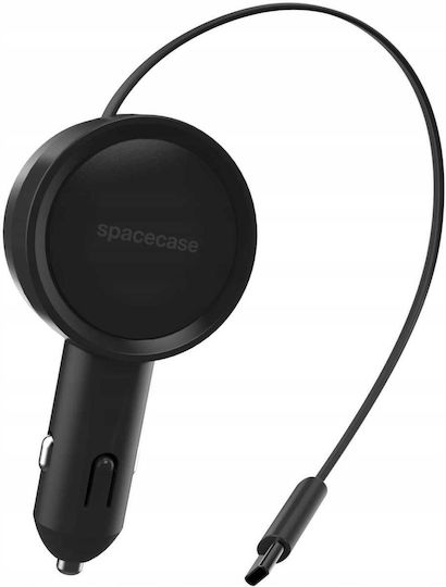Spacecase Auto-Ladegerät Easycable Eingebautes Zusammenklappbares Kabel Type-C 30W Schwarz
