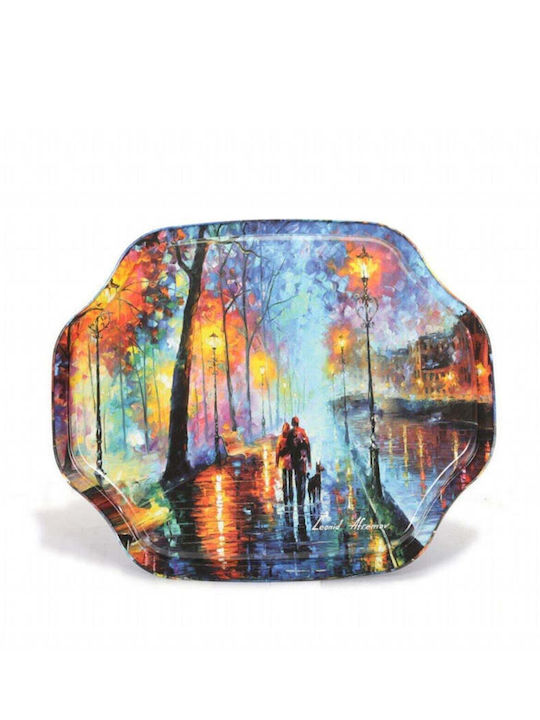 Stewehome Metallic Octagonal Serving Tray White 27x32 Cm