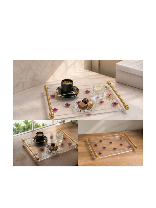 Stewehome Metallic Serving Tray Set 3 Pieces White 20x26 Cm