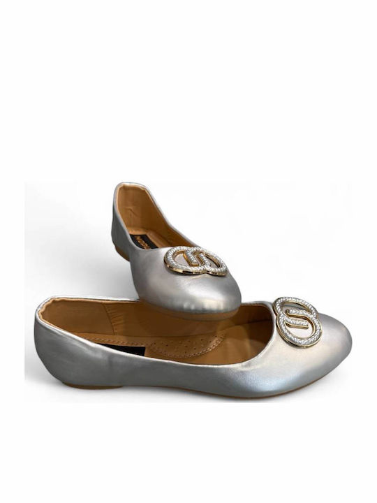 Women's Ballerina Shoes In Silver Colour