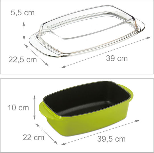 Relaxdays Vas Rectangular Rezistent La Căldură Cu Capac 15x22.5cm