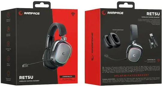 Rampage Retsu Ασύρματο Over Ear Gaming Headset με σύνδεση Bluetooth / USB for PC / PS4 / PS5