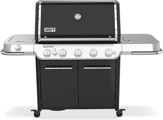 Weber Summit E Grătar pe Gaz cu Suprafață de 91x49cm cu 5 Plite de Bucătărie 27kW și Arzător Lateral cu Ardere Infraroșie