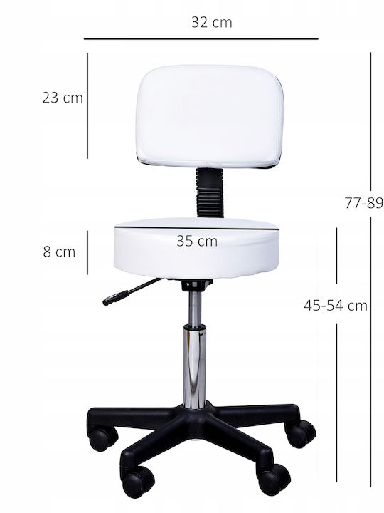 Ergonomischer Büro- und Schreibtischhocker mit Rückenlehne Weiß 35x35x45cm