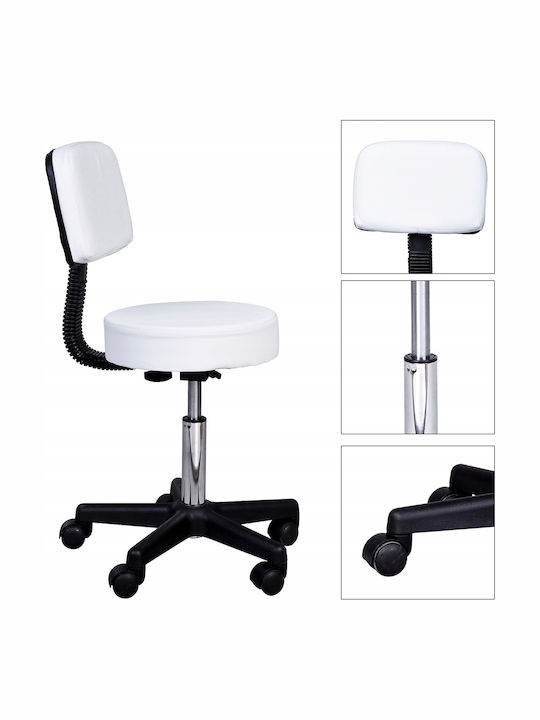 Ergonomischer Büro- und Schreibtischhocker mit Rückenlehne Weiß 35x35x45cm