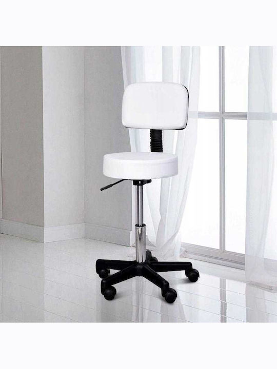 Ergonomischer Büro- und Schreibtischhocker mit Rückenlehne Weiß 35x35x45cm