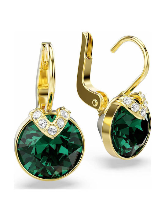 Swarovski Gold Plated Earrings with Green Stones