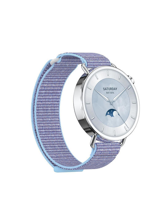 Λουράκι Xiaomi Watch S4 41mm Quick Release Two Section Braided Nylon Loop Magic Tape Light Blue