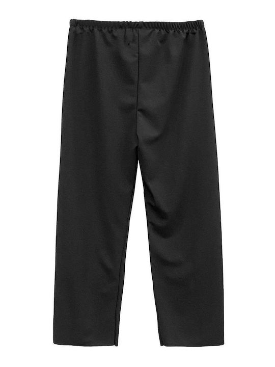 Damen Stoffhose mit Gummiband in Gerader Bein Stil Schwarz