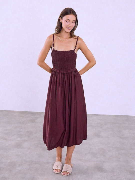 Celestino Women's Midi Dress Smocked Dark Purple
