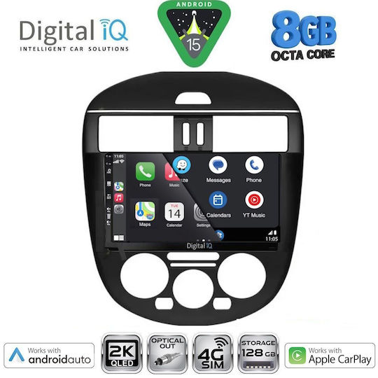Digital IQ Ηχοσύστημα Αυτοκινήτου για Nissan Tiida 2013-2023 με A/C (Bluetooth/USB/WiFi/GPS/Apple-Carplay/Android-Auto) με Οθόνη Αφής 9"