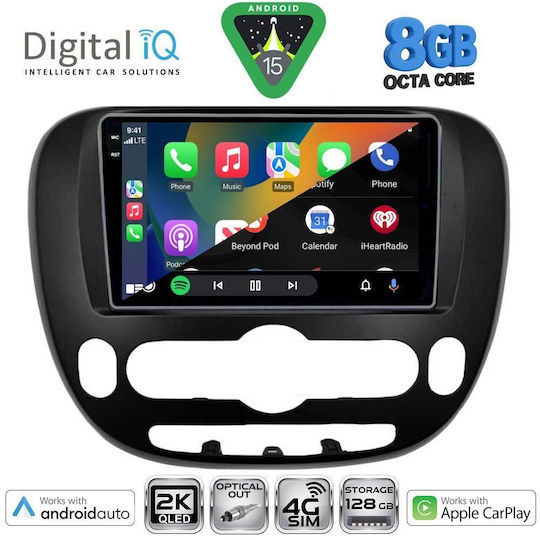 Digital IQ Car Audio System for Kia Soul 2014 (Bluetooth/USB/WiFi/GPS/Apple CarPlay/Android Auto) with 9" Touch Screen