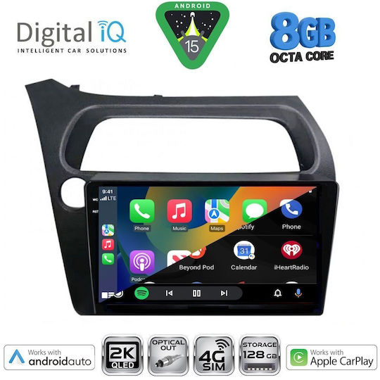 Digital IQ Car Audio System for Honda Civic 2006-2012 Bluetooth USB WiFi GPS Apple CarPlay Android Auto with 9" Touch Screen