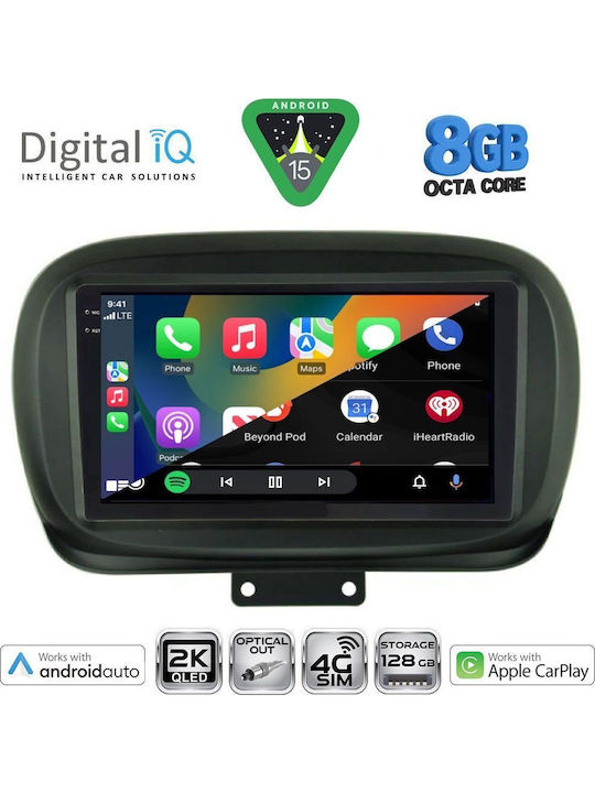 Digital IQ Car Audio System for Fiat 500X 2014 (Bluetooth/USB/WiFi/GPS/Apple CarPlay/Android Auto) with 9" Touch Screen