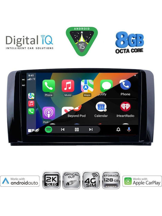 Digital IQ Auto-Audiosystem für Mercedes-Benz R-Klasse 2006-2015 mit Touchscreen 9 Zoll mit Bluetooth USB Eingebautes Wi-Fi GPS Apple CarPlay Android Auto