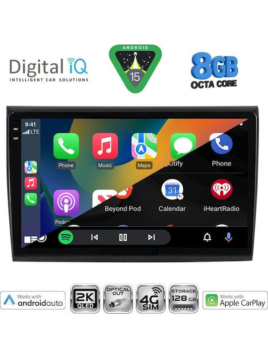 Digital IQ Car Audio System for Fiat Bravo 2007-2019 (Bluetooth/USB/WiFi/GPS/Apple CarPlay/Android Auto) with 9" Touch Screen