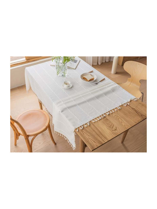 FRIPIA Față De Masă Din In Cu Broderie Albă 140x300cm