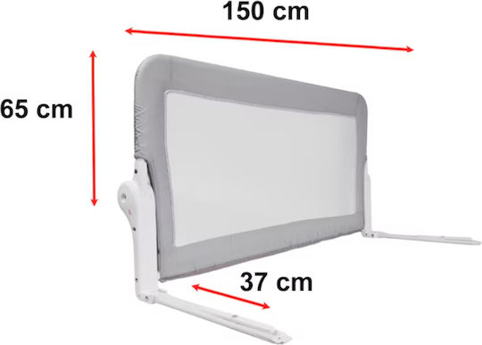 Guimo Bară de Protecție Pliabilă pentru Pat din Metal în Culoare Gri 65 cm