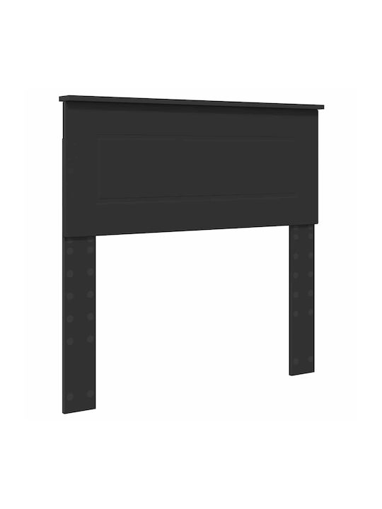 Pat Single Din Lemn Negru Cu Plăci Potrivit Pentru Saltea 90x200cm