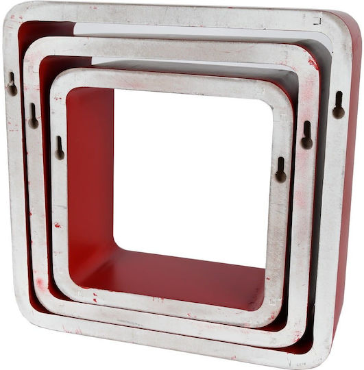 Rafturi De Perete Rounded Cube Roșii (3 Bucăți) 28x28x10 Cm