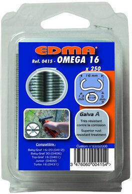 Capse Galvanizate A 250 Bucăți Mărimea Omega 16 Mm Edma 041501
