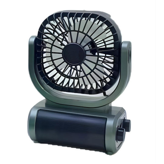 Ventilator Portabil Puternic Încărcare Solară Radio Fm Design Compact Bază Pliabilă Neagră
