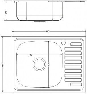 Inter Ceramic 6448L Ένθετος Inox Μ64xΠ48cm Γκρι